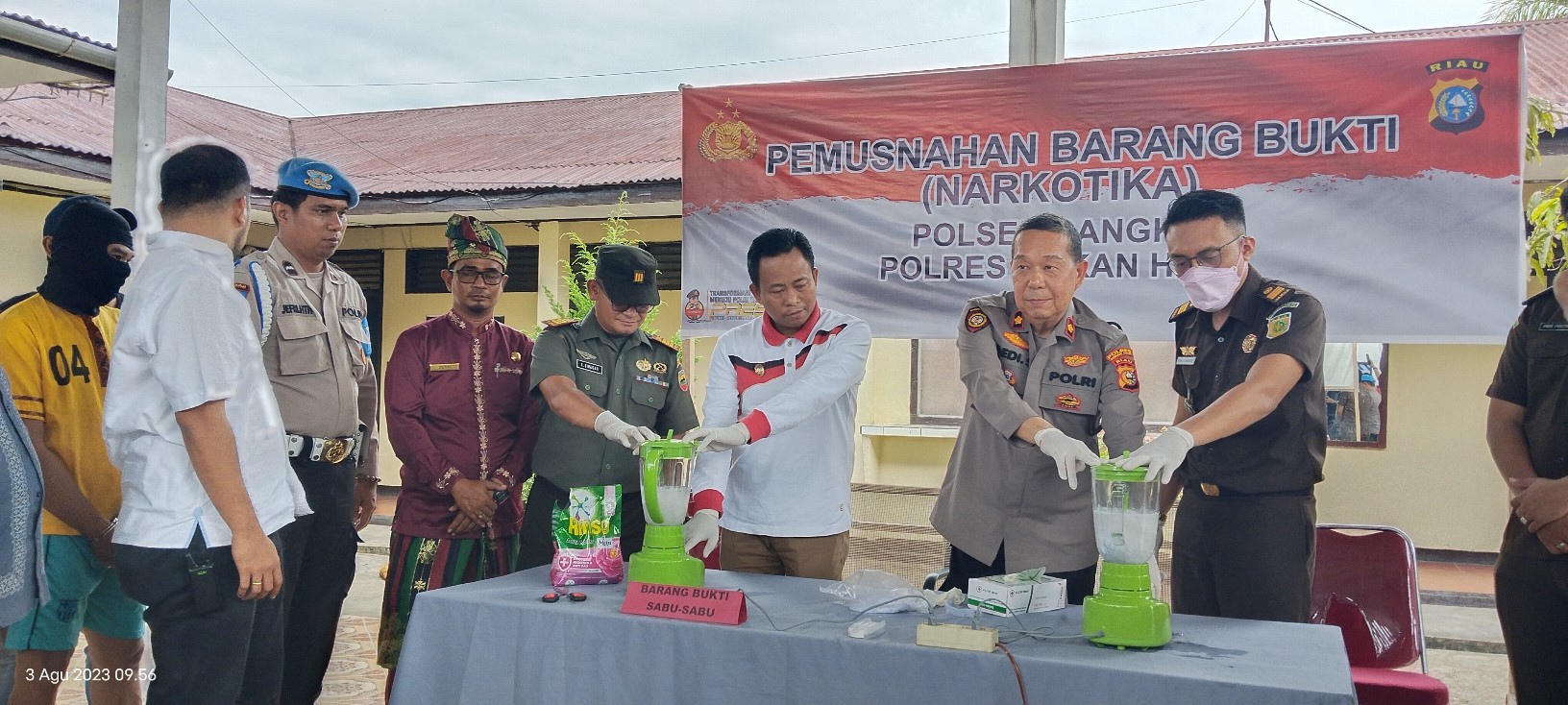 Polsek Bangko Polres Rohil  Gelar Pesmunahan BB 816,43 Gram Sabu